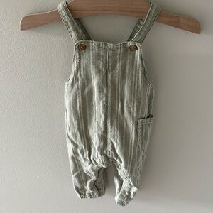 Zara Kids Green Striped Overalls